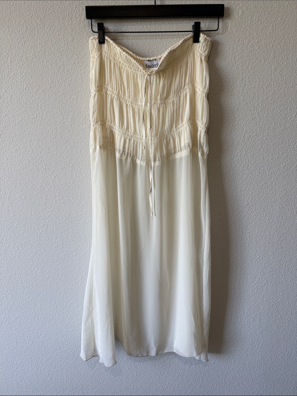 Smocked Waist Cream Maxi Skirt by SNDYS